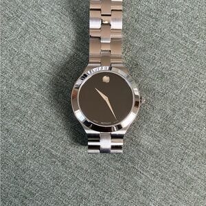 Movado Stainless Steel Watch with Black Face